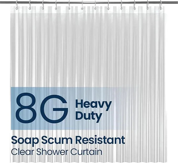 LiBa Waterproof Plastic Shower Curtain - Bathroom Shower Curtain Premium PEVA Non-Toxic Shower-Liner with Rust Proof Grommets Clear 8G Heavy Duty Bathroom Accessories 72x84 - Clear - ModernBath