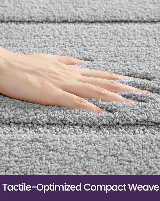 DEXI Bathroom Rugs 43x24, Washable Non Slip Bath Mat for Shower Floor, Absorbent Quick Dry Bathmat with Rubber Backing, Ultra Soft Plush Carpet for Tub, Light Grey - ModernBath
