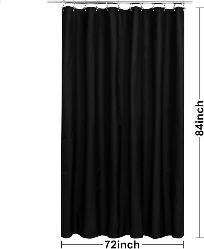 N&Y HOME Fabric Shower Curtain or Liner Extra Long 72 x 84 Inches - Hotel Quality, Machine Washable, Water Repellent - Black, 72x84 - ModernBath