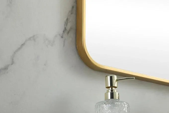 ARS Concepts Aura, Soft Corner Metal Square Mirror 24X24 Inch in, Modern, Brass - ModernBath