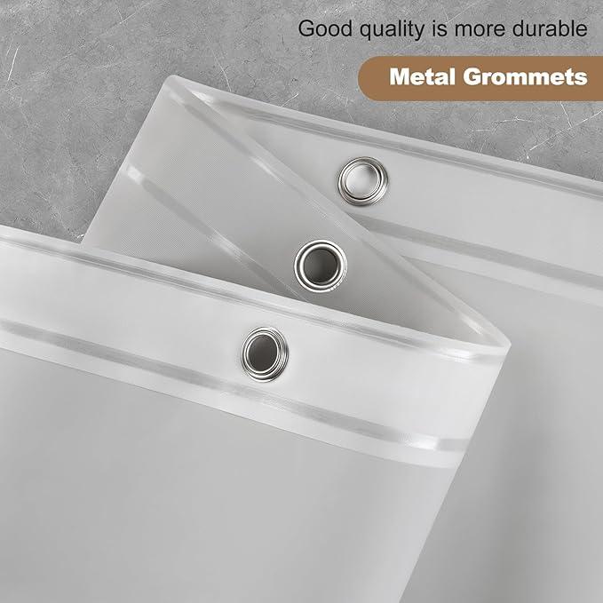 UFRIDAY Grey Shower Curtain Liner Premium PEVA 48 x78 inch,Heavy Duty Shower Curtain with 2 Weighted Magnets, Plastic Waterproof Grey Shower Curtains for Bathroom with 6 Hooks - ModernBath
