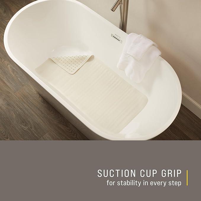 Rubbermaid Commercial Products Bath Tub and Shower Mat, 36-Inch X 18-Inch, White, Extra Long, Machine Washable, Safti-Grip Non-Slip Bathroom Mat with Suction Cups for Home/Hotel/Shower/Bathtub - ModernBath