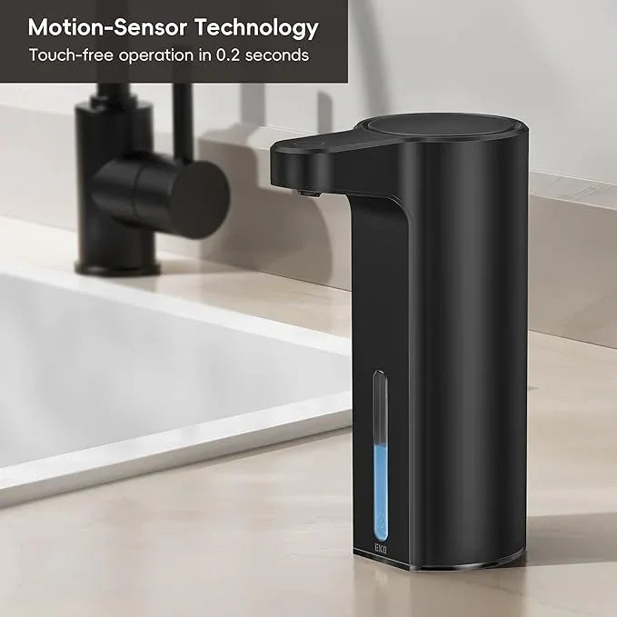 EKO Aroma 9 fl oz Automatic Liquid Soap Dispenser, Rechargeable & Water-Resistant Soap Dispenser for Kitchen and Bathroom with Adjustable Volume Control (Matte Black Steel) - ModernBath
