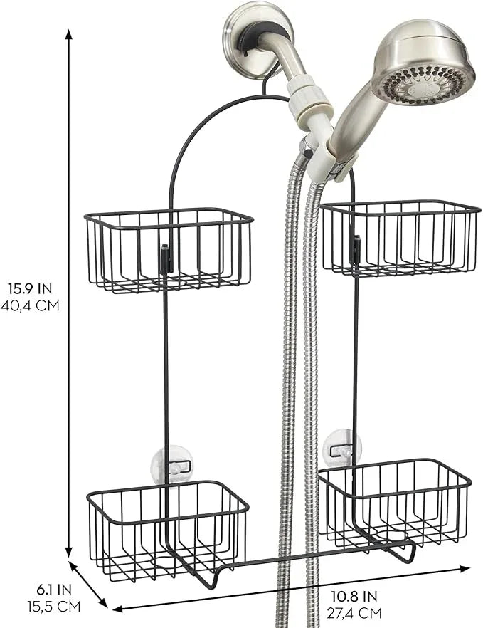 iDesign Hanging Handheld Shower Hose Caddy - Storage for Shampoo, Conditioner, or Body Wash - Matte Black - ModernBath