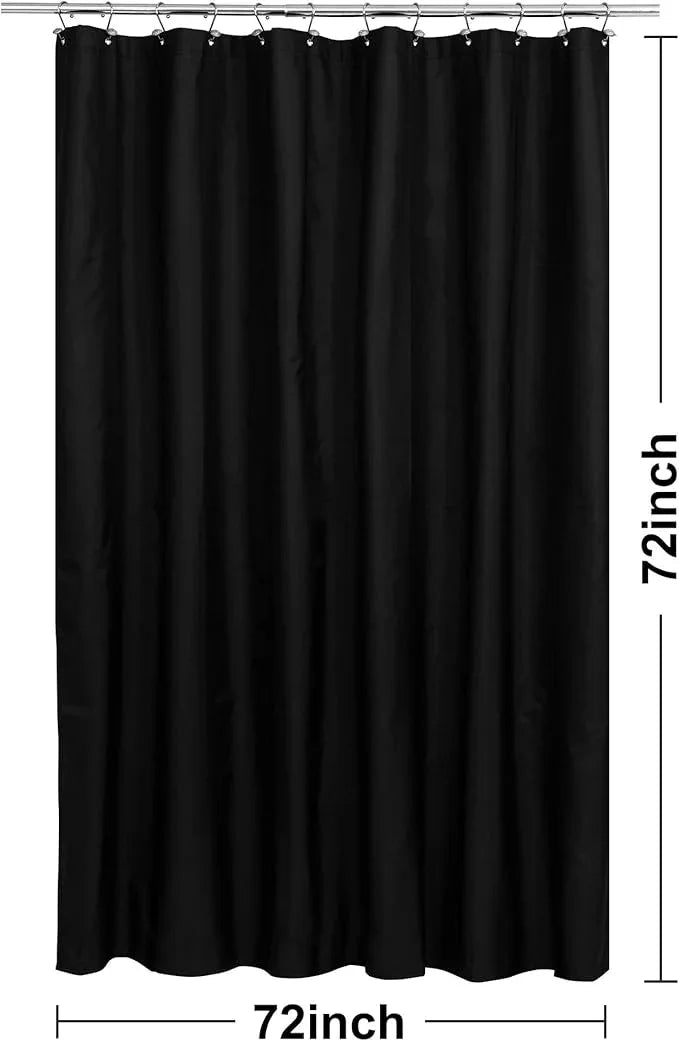 N&Y HOME Fabric Shower Curtain or Liner with Weighted Magnets - Hotel Quality Opaque Black Shower Curtain for Bathroom, Machine Washable, Water Repellent - Black, 72x72 - ModernBath