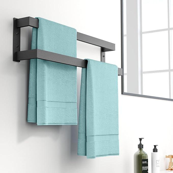 Double Towel Bar, 24Inch Towel Rack for Bathroom,Towel Holder Wall Mounted, Double Towel Rod Towel Rail Hanger for Wall, Kitchen (Matte Black) - ModernBath