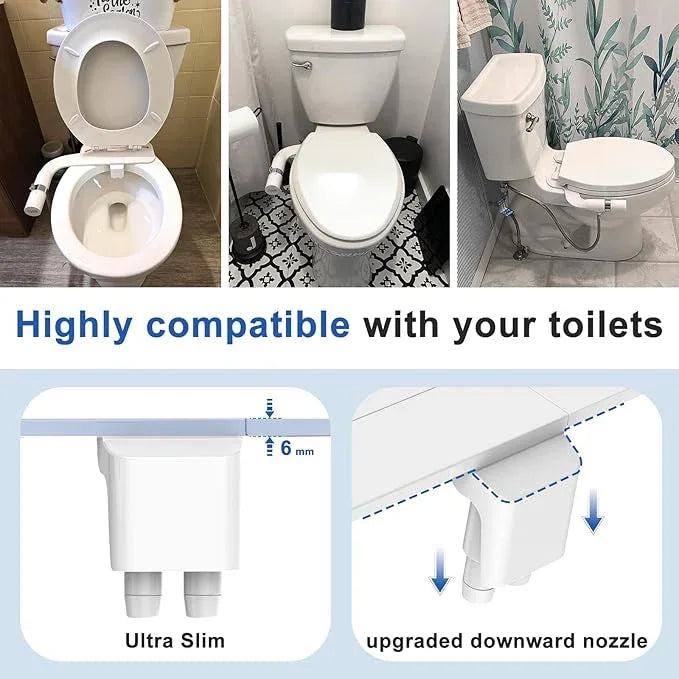 Bidet Attachment For Toilet, Ultra-Slim Dual Nozzle Bidet Toilet Seat, Non-Electric Bidets for Toilets, Adjustable Water Pressure, Feminine/Rear Wash for Women Men (Silver) - ModernBath