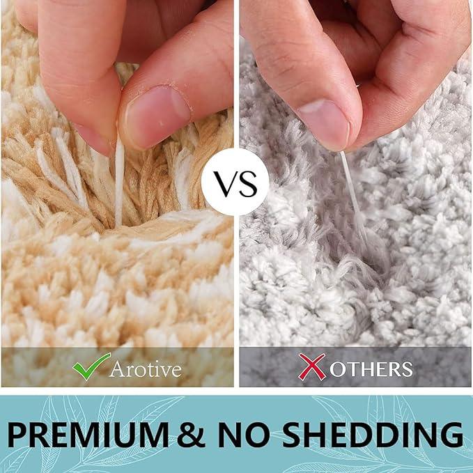 Arotive Microfiber Bathroom Rugs, Shaggy Soft and Absorbent Bath Rug, Non-Slip, Thick Plush Machine Washable Dry Bath Mats for Bathroom, Tub and Shower, 47x24, Beige, Rectangular - ModernBath