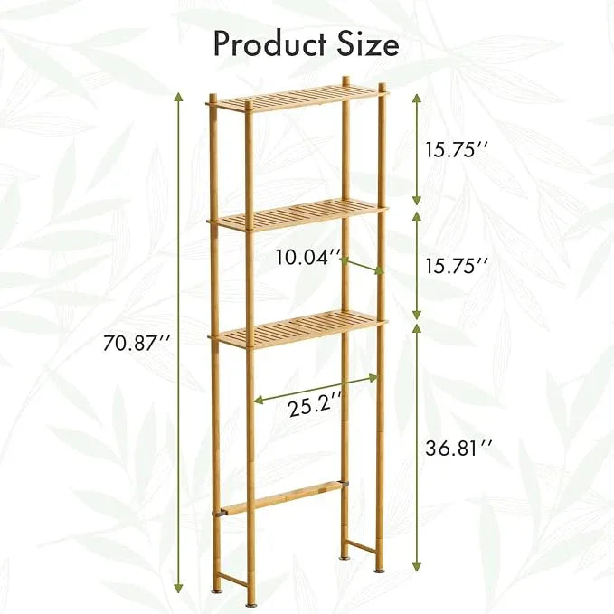 AmazerBath Over The Toilet Storage Shelf Bamboo, 3-Tier Over Toilet Organizer Rack, Freestanding Above Toilet Shelf for Bathroom, Laundry, Space Saver, Natural Color - ModernBath
