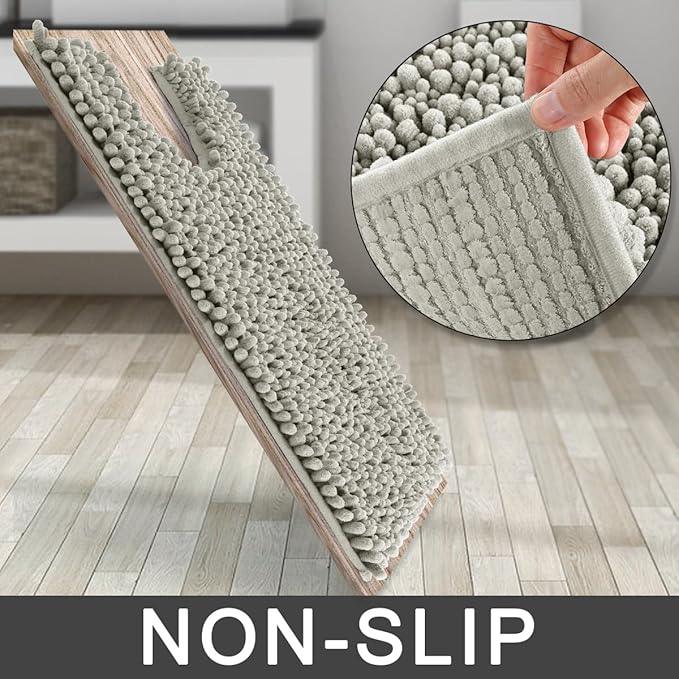 Yimobra Toilet Rug U Shaped Washable 24x24 Inch - Ultra Soft Absorbent Chenille Bath Rugs for Toilet, Quick Dry & Machine Washable, Non Slip Contour Bathroom Mat, Sand - ModernBath