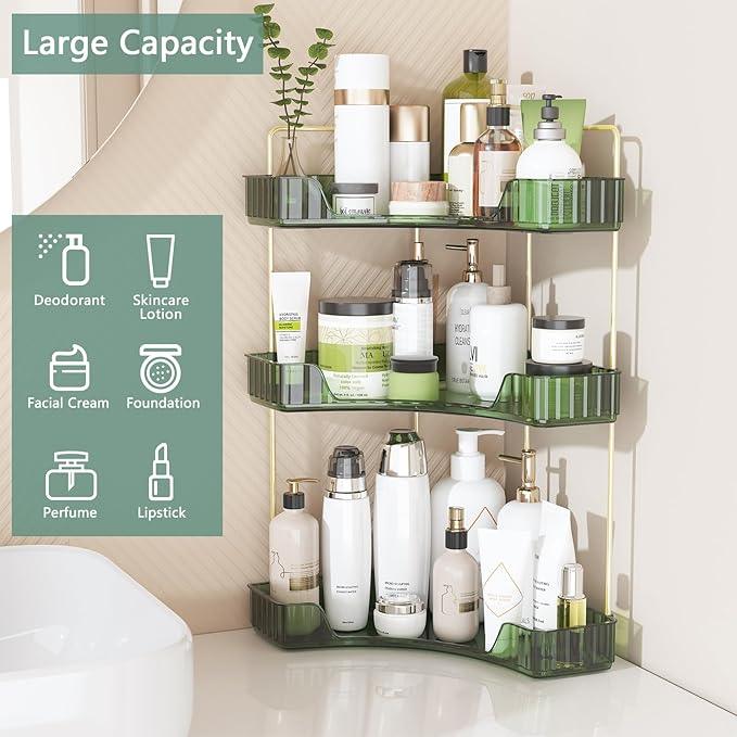 Webetop Corner Bathroom Counter Organizer, Bathroom Makeup Countertop Organizer, Corner Storage Organizers for Vanity, Bathroom，Dresser, Cosmetic, Kitchen Spice Rack Green - ModernBath
