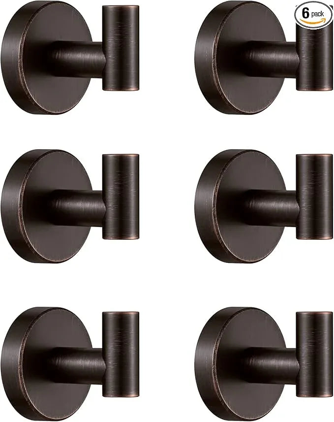 BigBig Home Bronze Towel Hooks, Bathroom Robe Hook Oil Rubbed, Bath Farmhouse Coat Clothes Hook Wall Mounted Rustic 6 Packs for Kitchen - ModernBath