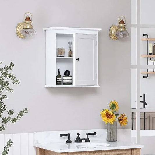Spirich Small Bathroom Wall Cabinet, Wall Mounted Storage Cabinet, Medicine Cabinet Organizer for Bathroom, Kitchen, Living Room, White - ModernBath