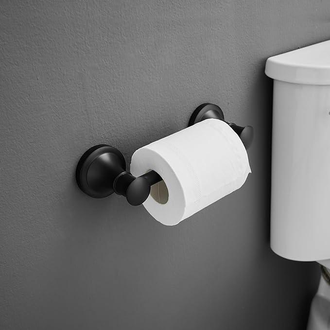 RUMOSE Toilet Paper Roll Holder Bathroom Flexible Pivoting Tissue Handle on Wall Mounted Matte Black Rustproof Toilet Tissue Roll Holder,Stainless Steel - ModernBath