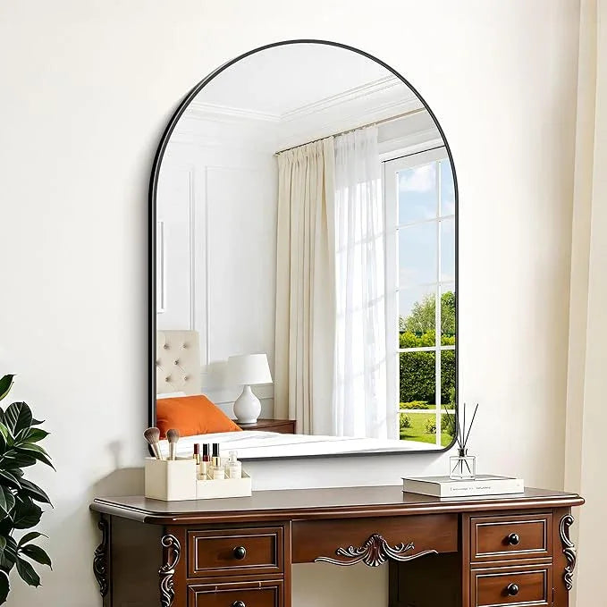 GLASHOM Arched Bathroom Mirror, 36"x48" Black Arched Mirror for Bathroom, Wall Mounted Mirror, Black Vanity Wall Mirror w/Metal Frame for Bedroom, Entryway, Living Room, Vertically Hanging - ModernBath
