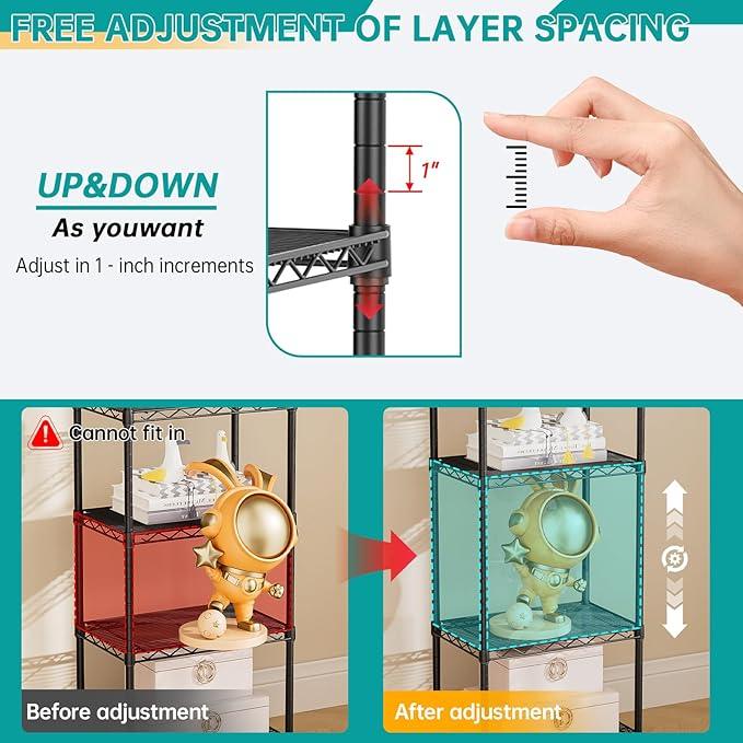 SINGAYE Shelf Closet Wire Shelving：Adjustable Metal Unit for Laundry Room Organization Bathroom Kitchen Home Storage Small Pantry Rack Shelves - ModernBath