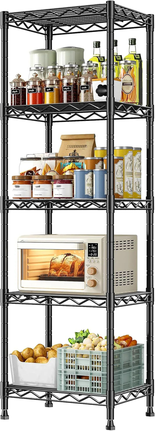 5 Tier Metal Shelving Unit Wire Shelving,Storage Shelves for Small Space:Adjustable Storage Rack Standing Bathroom Shelf and Narrow Shelf for Laundry Dorm Kitchen Pantry Closet15.8"w*11.8"D*53"H - ModernBath