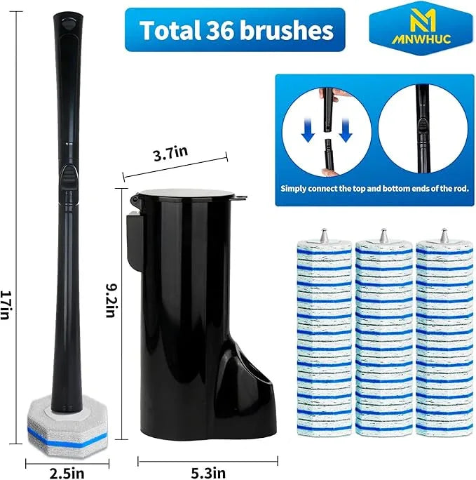Disposable Toilet Bowl Brush with 36 Toilet Wand Refills Pads Replacement Heads, Toilet Cleaning Stick,Toilet Bowl Cleaner Wands Holder and Set, Toilet Cleaning System Starter Kit - ModernBath