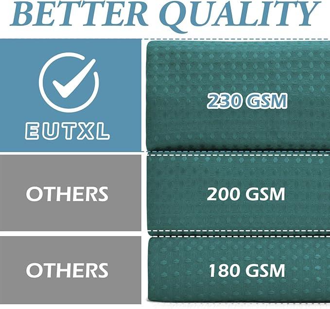 EUTXL Seaweed Green Stall No Hook Shower Curtain with Snap in Liner,230GSM Waffle Weave Shower Curtains for Bathroom,54W x 80H - ModernBath