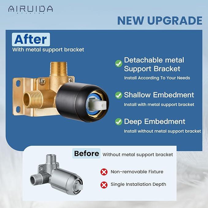 Airuida Shower Faucet Set Bathroom Rain Shower System SUS304 Stainless Steel Single Handle With Male Threads Rough-in Valve Shower Trim Kit 8 Inch Wall Mount Shower Head Oil Rubbed Bronze - ModernBath
