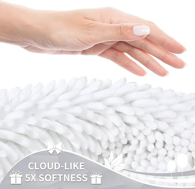 Yimobra Bathroom Rugs Sets 2 Piece, Soft Absorbent Bath Mat and U-Shaped Toilet Rug with Non Slip Backing, Luxury Shaggy Bath Mats for Bathroom, Machine Washable, 31.5"x20"+24"x20", White - ModernBath