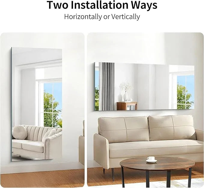 KOCUUY Frameless Mirror, 60"x28" Bathroom Mirror for Over Sink, Upgraded Shatterproof, Large Rectangle Unframed Mirror for Wall, Bathroom, Bedroom, Living Room, Entryway, Hang Horizontal/Vertical - ModernBath