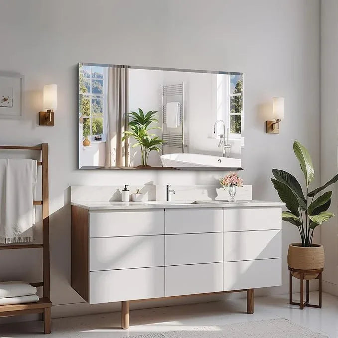 CILIBER Beveled Bathroom Mirror, 24x40 Large Frameless Mirrors for Over Sink, Upgraded Shatterproof Beveled Frameless Vanity Mirror for Bathroom,Bedroom,Living Room and Entryway - ModernBath