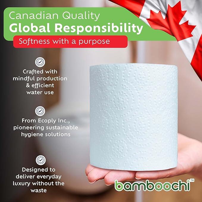 Bamboochi Bamboo Toilet Paper, Septic Safe Toilet Paper 2 Ply 96 Rolls 300 Sheets Per Roll, Soft Unscented Bath Tissue, RV Safe, Eco-Friendly, Non Chlorine, PFAS Free, Made in Canada - ModernBath