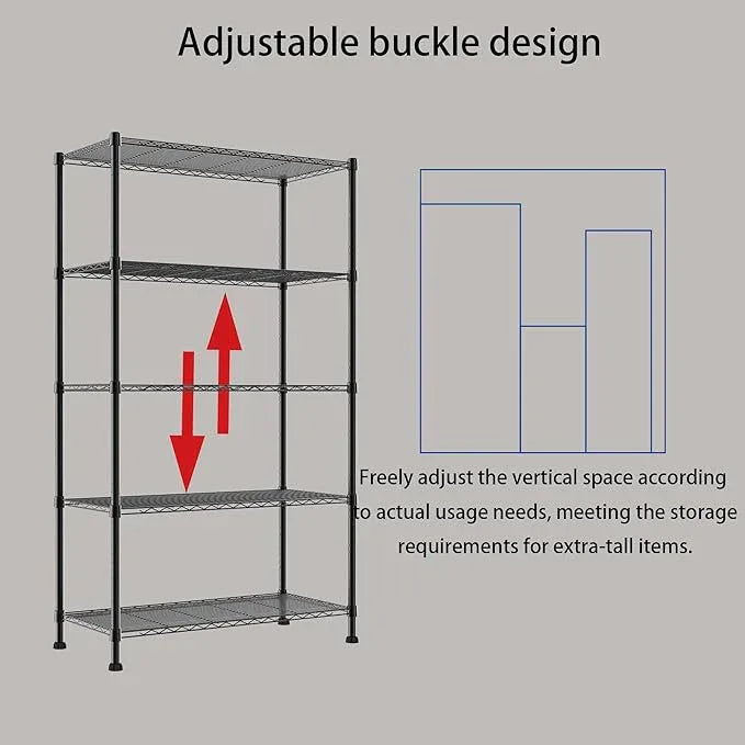 REGILLER 5-Wire Shelving Metal Storage Rack Adjustable Shelves,17.7" D×35.4" W×72.3" H Standing Storage Shelf Units for Laundry Bathroom Kitchen Pantry Closet - ModernBath