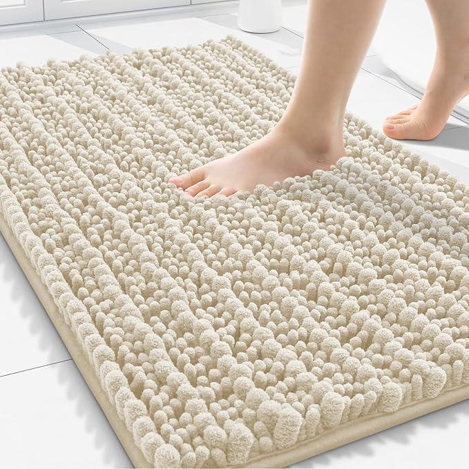Smiry Bathroom Rugs Mat 30x20, Extra Soft Absorbent Chenille Bath Rugs, Non Slip Rubber Backing Machine Washable Quick Dry Bath Mats for Bathroom Floor, Tub, Shower, Home Decor Accessories, Sand - ModernBath