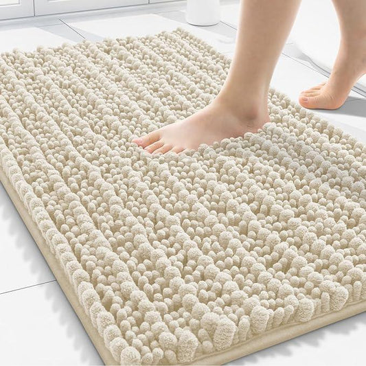 Smiry Bathroom Rugs Mat 30x20, Extra Soft Absorbent Chenille Bath Rugs, Non Slip Rubber Backing Machine Washable Quick Dry Bath Mats for Bathroom Floor, Tub, Shower, Home Decor Accessories, Sand - ModernBath