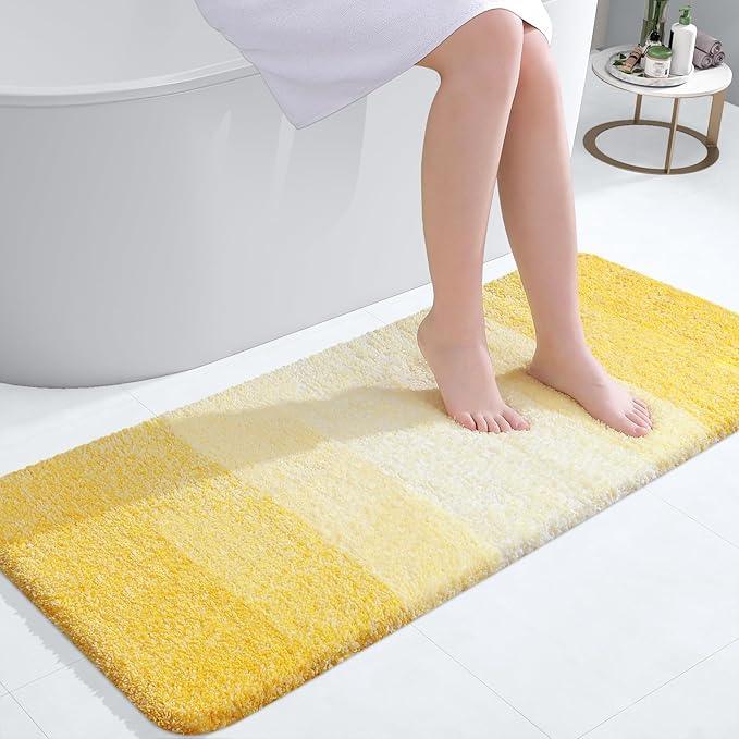 OLANLY Bathroom Runner Rugs 47x20, Extra Soft Absorbent Microfiber Bath Rugs, Rubber Backing, Quick Dry, Machine Washable Bath Mats for Bathroom Floor, Tub and Shower, Home Decor Accessories, Yellow - ModernBath