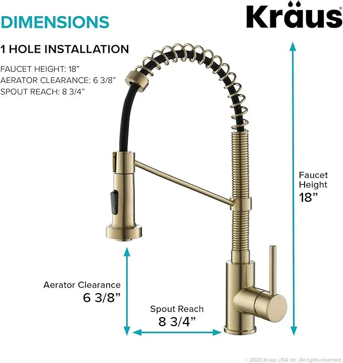 KRAUS Bolden Commercial Style 2-Function Single Handle Pull Down Kitchen Faucet in Spot-Free Antique Champagne Bronze, KPF-1610SFACB - ModernBath