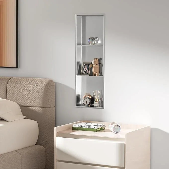 Qeke Stainless Steel Shower Niche 12" X 36", Bathroom Wall Niche Three-Tier, No Tile Needed Recessed Shower Shelf for Bathroom Storage, Brushed Nickel - ModernBath
