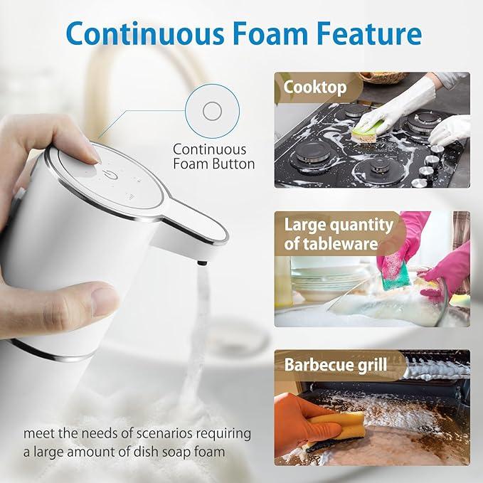 Gotofine Automatic Foaming Soap Dispenser, 4-Level Adjustable Foam, Wall Mount, USB Rechargeable, 12.8oz/380ml, Touchless Hand & Dish Soap Dispenser for Bathroom, Kitchen, Hotel, Restaurant - ModernBath