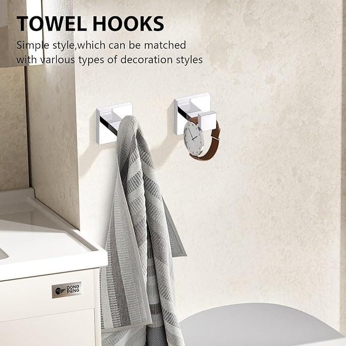 YACVCL 5-Piece Bathroom Hardware Accessories Set 23.6 inch Towel Bar Set Modern Towel Rack Kit Stainless Steel Wall Mounted (Polished Chrome) - ModernBath