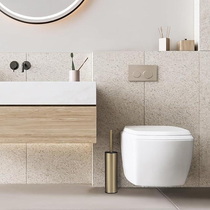 BGL Brushed Gold Toilet Brush and Holder,Stainless Steel Toilet Brushes for Bathroom with Holder - ModernBath
