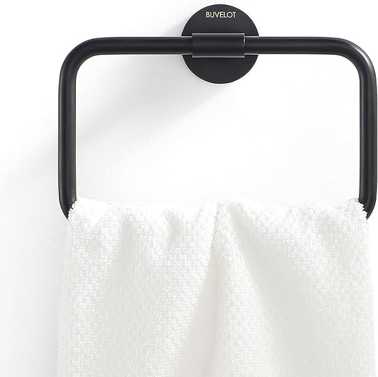 Towel Holder for Bathroom Wall Matte Black Towel Ring Towel Hanger for Bathroom Modern Hotel Style Hand Towel Rack Wall Mounted, Brass,077050-MB Leo Seires