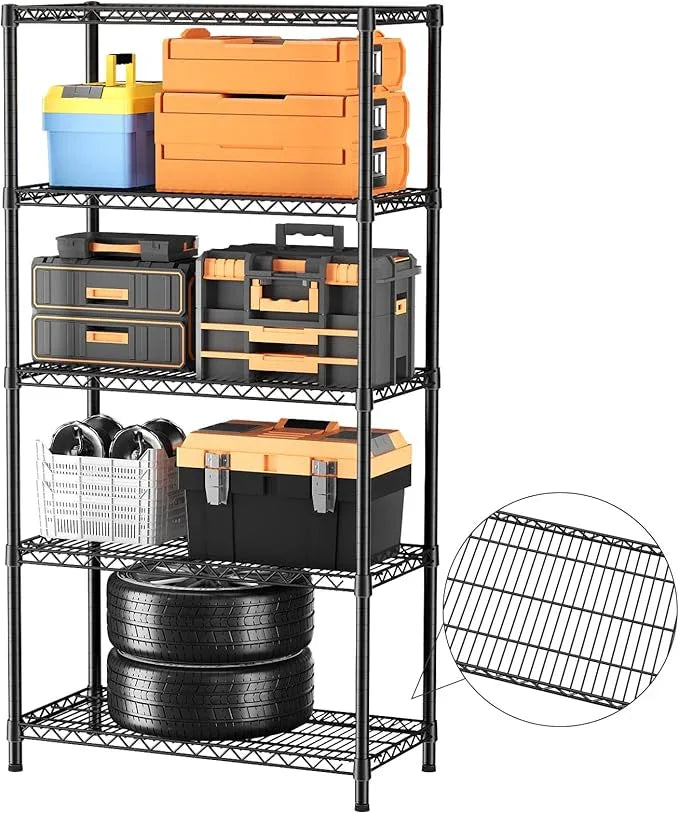 SINGAYE 5 Garage Shelving Wire Storage Heavy Duty Shelves 1750LBS Shelving Unit Metal Bathroom Organizers and Shelf Wire Closet Pantry Kitchen Rack 18" Dx36 Wx71 H Black - ModernBath