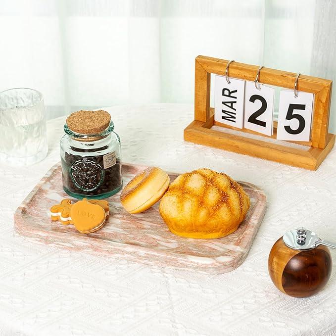 Karibiber Marble Vanity Tray, Marble Bathroom Tray Countertop, Decorative Tray for Dresser, Rosso Red Stone Serving Trays for Kitchen, Perfume, Jewelry Candle Holder, Catch All - ModernBath