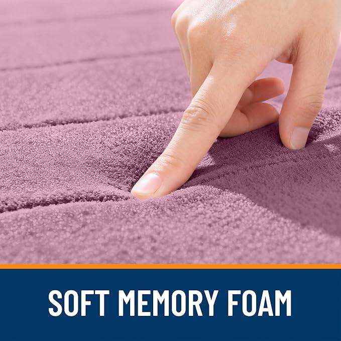 OLANLY Memory Foam Bath Mat 24x16, Super Soft Absorbent Bathroom Rugs, Quick Dry, Machine Washable Shower Floor Rugs, Bathmat Carpet, Bathroom Home Decor Accessories, Deep Plum - ModernBath