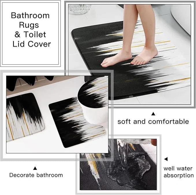 WSBArt 32PCS Bathroom Sets with Shower Curtain and Rugs-Purple Bathroom Accessories,Non Slip Bathroom Rugs Set with Toilet Lid Cover, Waterproof Shower Curtain, 3PC Soap Dispenser with Trash Can - ModernBath