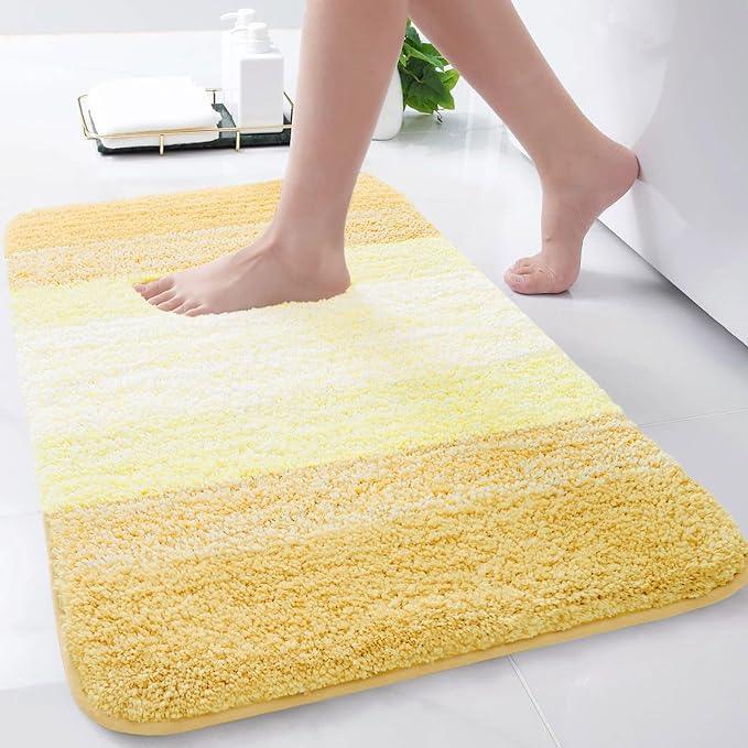 Arotive Microfiber Bathroom Rugs, Shaggy Soft and Absorbent Bath Rug, Non-Slip, Thick Plush Machine Washable Dry Bath Mats for Bathroom, Tub and Shower, 24x16, Light Yellow, Rectangular - ModernBath