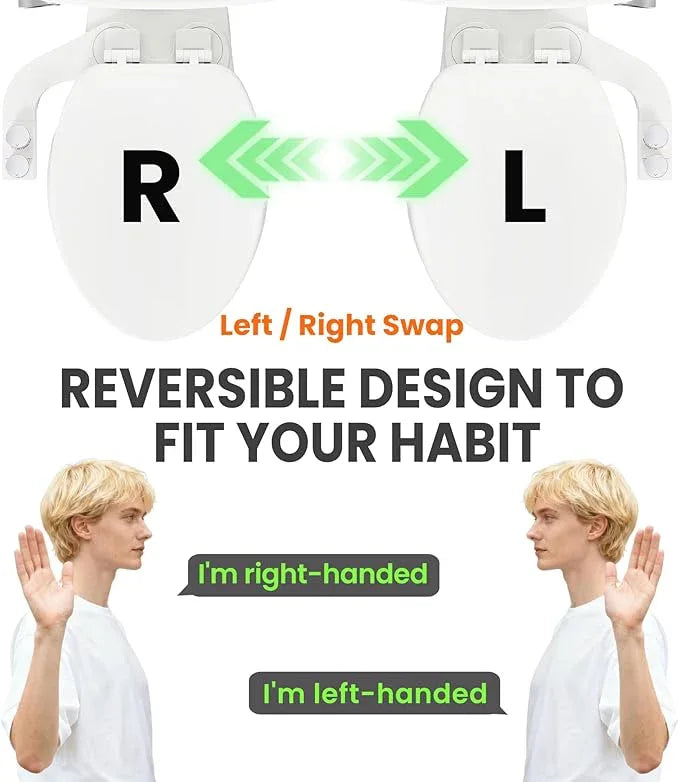 Terapaton Toilet Bidet With Left/Right Side Reversible Design, Fresh Water, Non-Electric, Toilet Bidet Attachment, Right/Left Hand Side with Dual Nozzle, Self-Clean, Easy to Install (Chrome Knob) - ModernBath