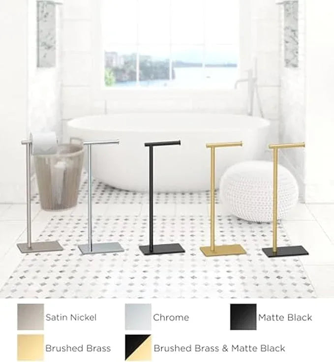 Gatco 1431C Modern Rectangle Base Freestanding Toilet Paper Holder, 21.25" Chrome with Weighted Base - ModernBath