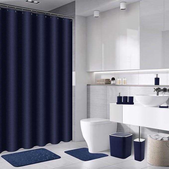 XLHOMO 28PC Bathroom Set - Gorgeous Blue Bathroom Set, Bathroom Accessory Set, Blue Shower Curtain Set with 5PC Shower Organizer - ModernBath