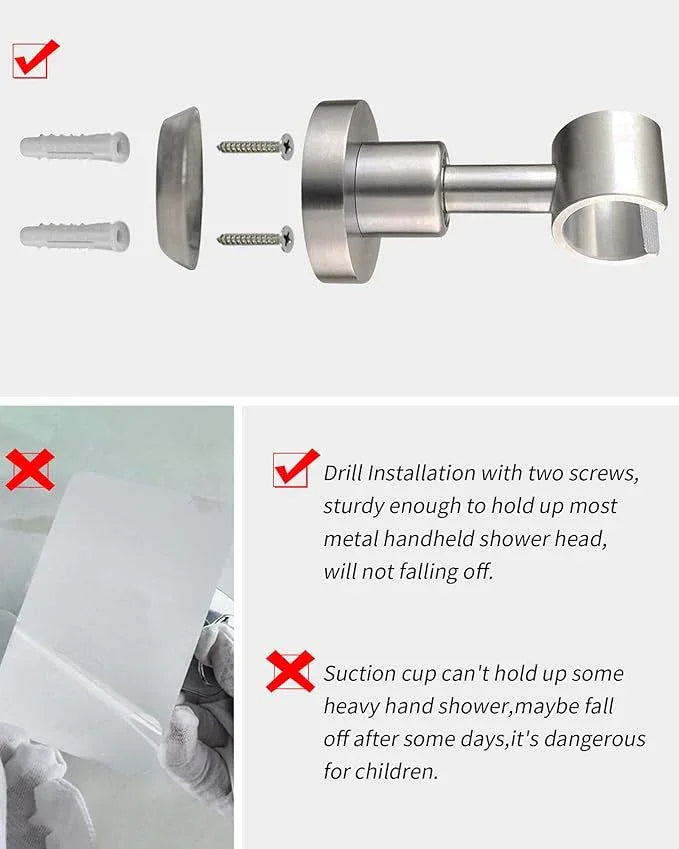 PHASAT Handheld Shower Head Holder Adjustable 304 Stainless Steel Handheld Shower Head Bracket Holder Wall Mount,Shower Wand Holder Brushed Nickel,A13021N - ModernBath