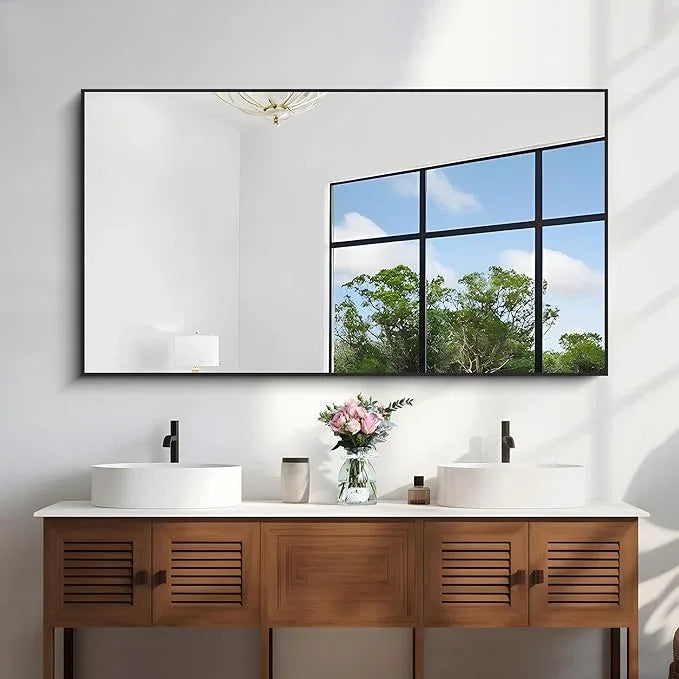 KOCUUY 30x55 Inch Large Black Wall Mounted Mirror,Aluminum Framed Decorative Rectangular Bathroom Mirror for Wall Over Sink,Vanity Mirror for Bedroom Living Room Bathroom,Functional Oversized Mirror - ModernBath