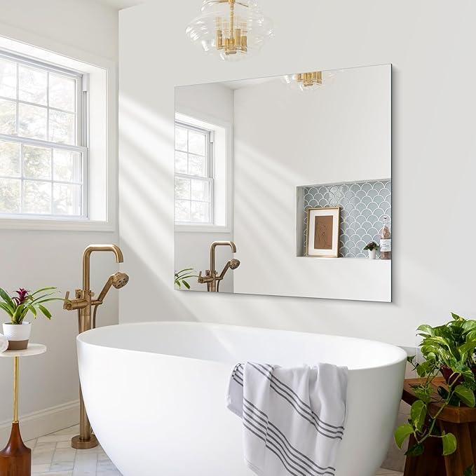 CILIBER Frameless Wall Mirror, 36x36 inch Square Bathroom Mirrors for Wall, Upgraded Shatterproof Vanity Mirror Over Sink with Polished Edge for Bathroom,Bedroom,Living Room and Entryway - ModernBath