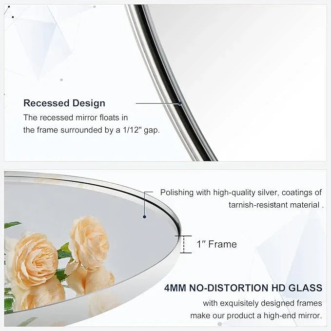 ANDY STAR Rustproof Chrome Oval Mirror for Bathroom, 24x40 Oval Vanity Mirror for Wall, Polished Nickel Mirror for Bathroom in SUS304 Metal Frame 1’’ Deep Wall Mounted Vertical/Horizontal - ModernBath